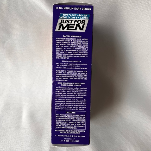 Just For Men Mustache & Beard Hair Colour, M-40 Medium Brown Brush-In Colour Gel - Picture 3 of 11